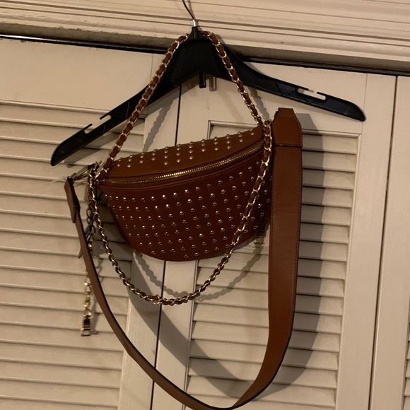 Steve Madden Brown Crossbody Bag with Gold Studs - Picture 1 of 2